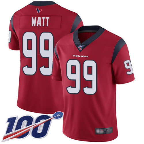 Houston Texans Limited Red Men J J  Watt Alternate Jersey NFL Football #99 100th Season Vapor Untouchable->youth nfl jersey->Youth Jersey